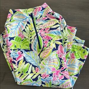 IBKUL Colorful Tropical Print quarter zip